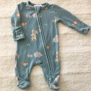 Angel Dear 2-way blue green zipper footie with animals